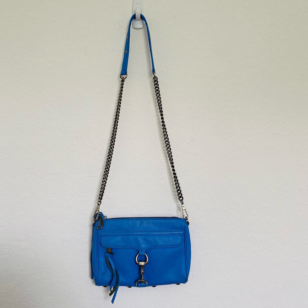 Rebecca Minkoff Mini MAC Crossbody Purse Chain Strap Blue Stud